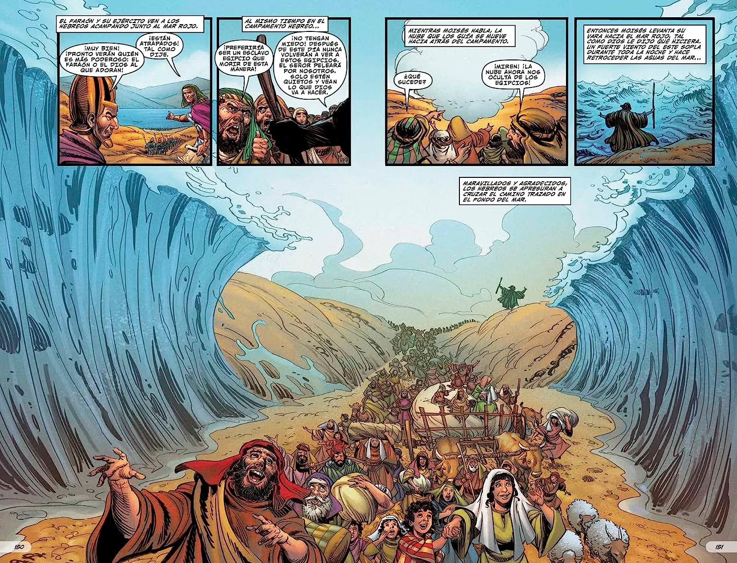 Pages from the Spanish-language action Bible given to children